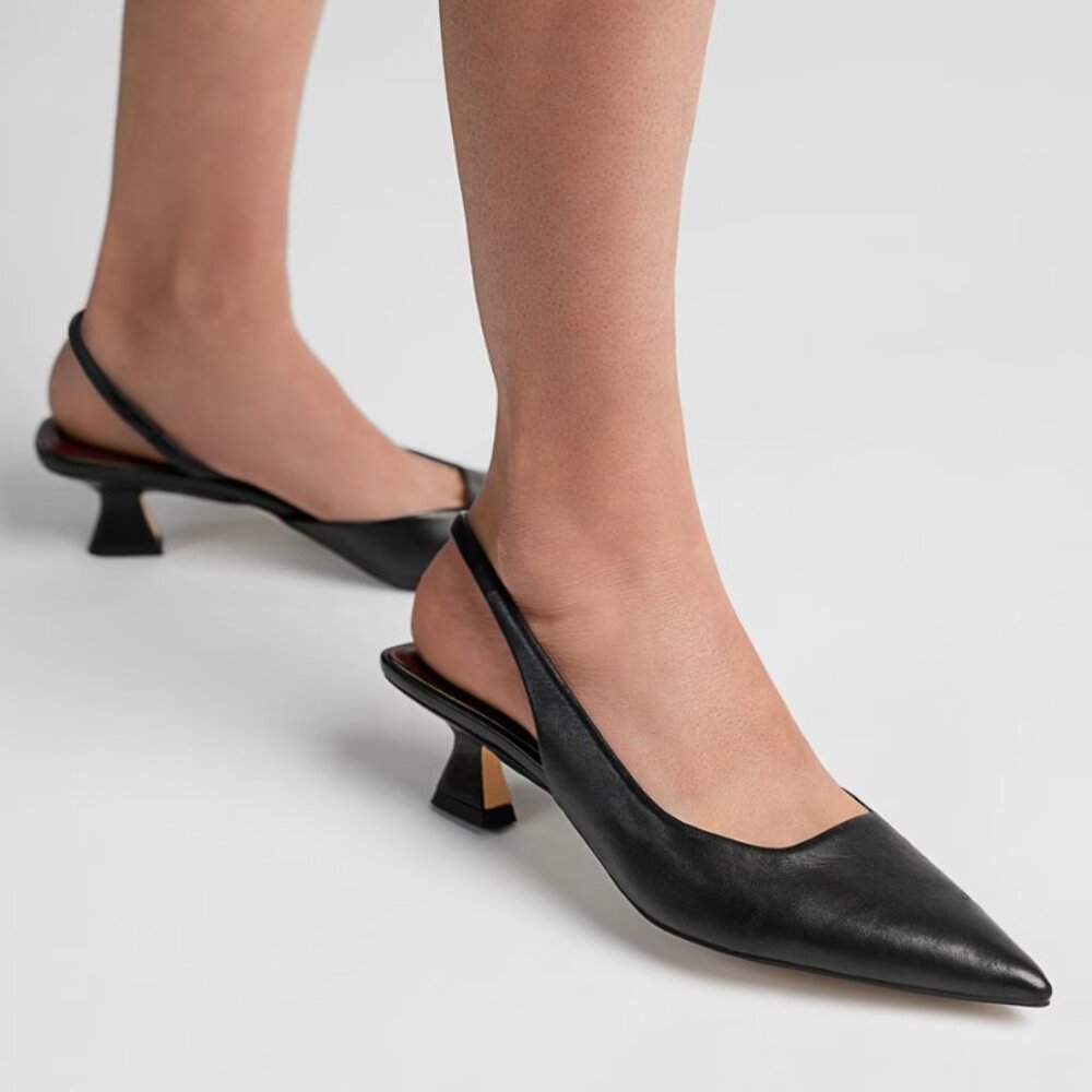 Sarto Devin Pointed Toe Kitten Heel Slingback Pump